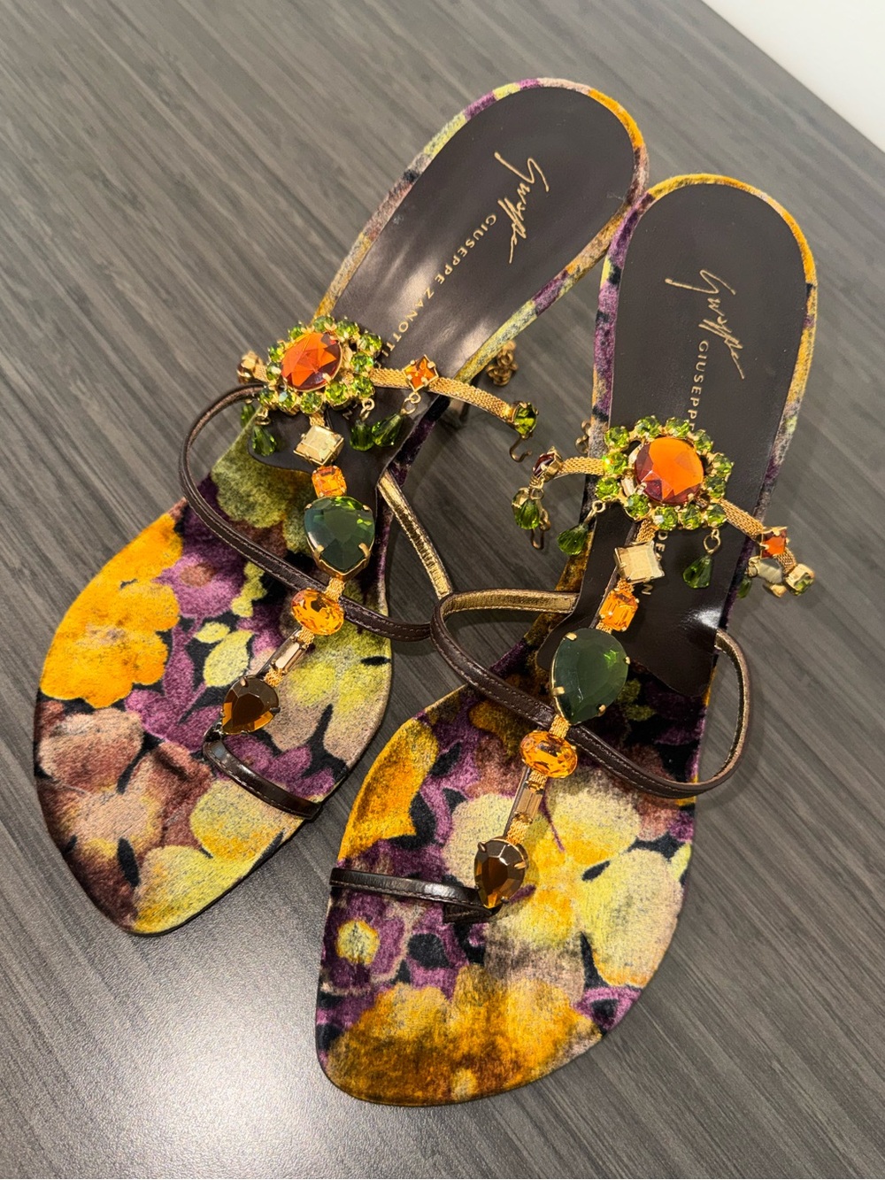 RARE Vintage Giuseppe Zanotti Pina 90 Jeweled Floral Heels EU 41